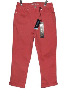 DG2 Diane Gilman Crop Jeans Womens 6P x 23" Coral Pink "Coolmax Denim"
